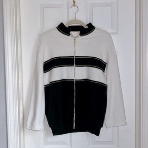 St. John Sport By Marie Gray Nautical Stripe Full Zip Up Sweatshirt Jacket